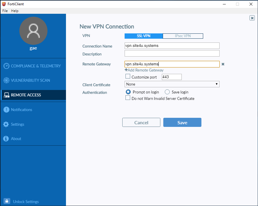 forticlient vpn setup for windows 10